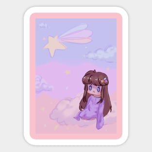 Cute Angel Floating on Clouds Sticker